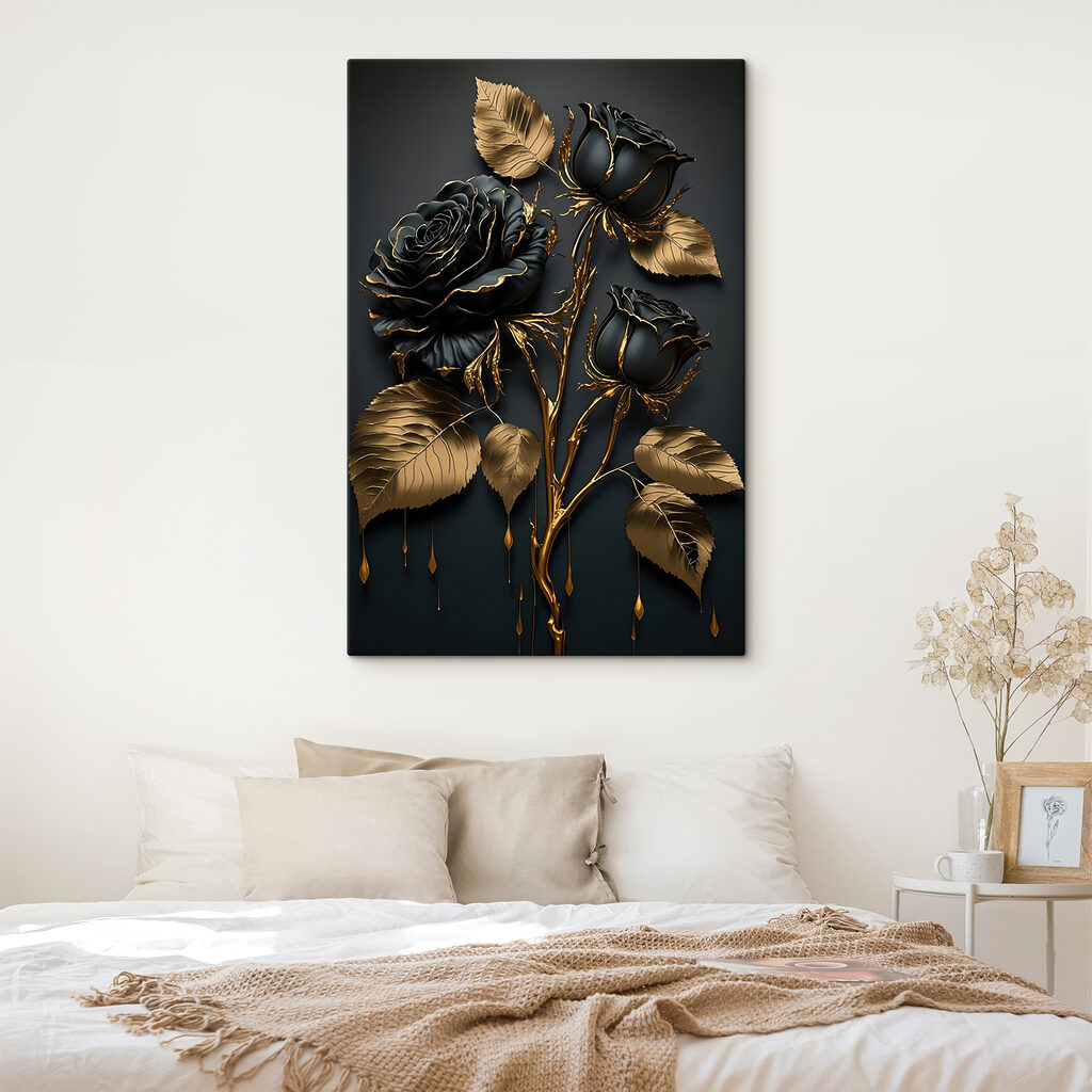 Rosas pretas com dourado — interior 4