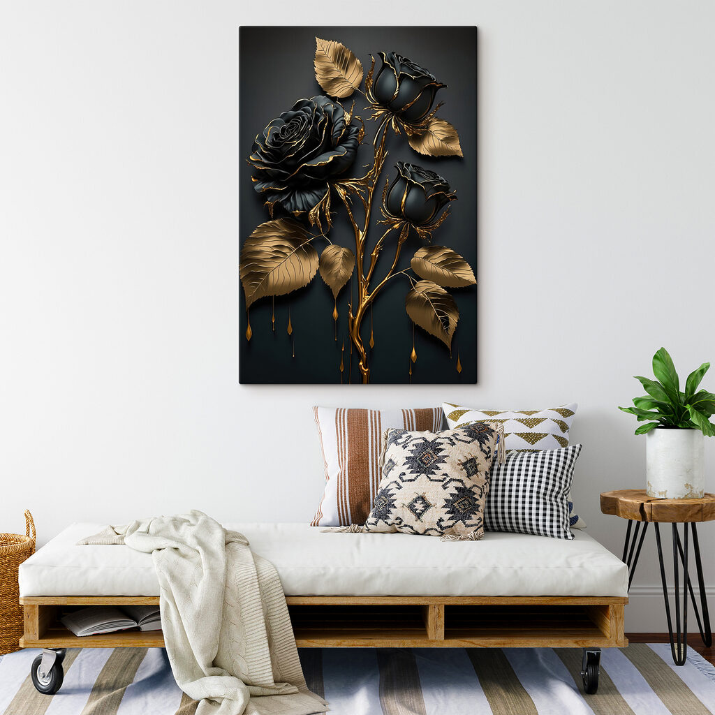 Rosas pretas com dourado — interior 5