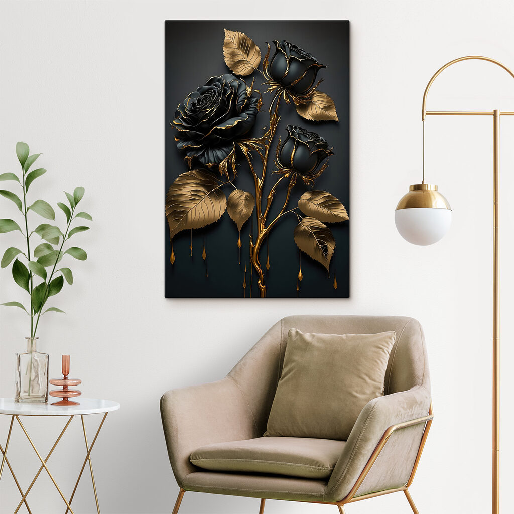 Rosas pretas com dourado — interior 6