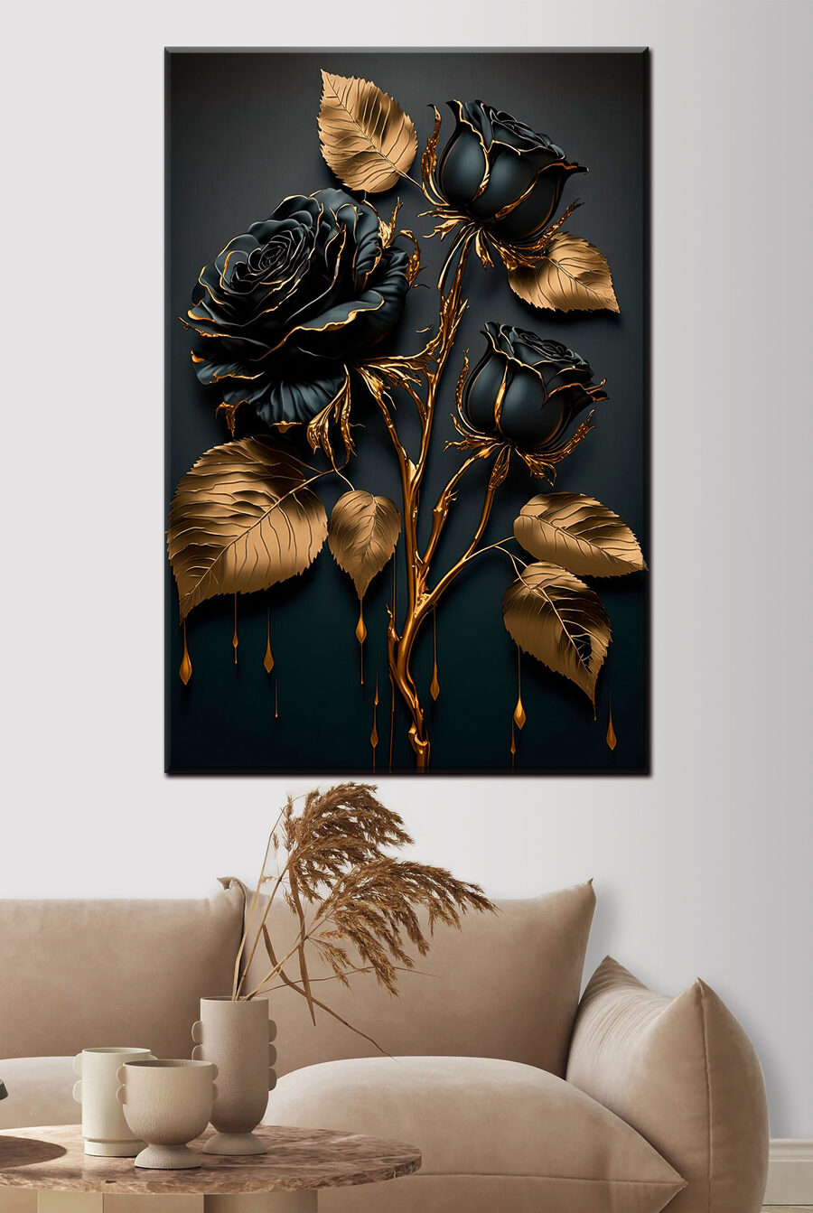 Rosas pretas com dourado — interior 2