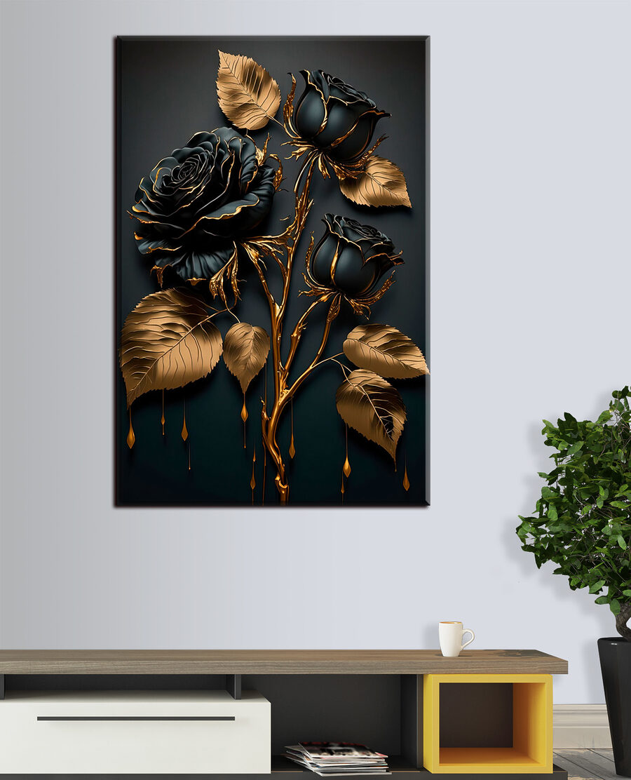 Rosas pretas com dourado — interior 3
