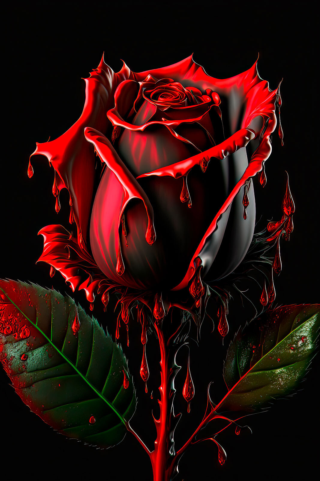 Rosa vermelha a escorrer — design completo