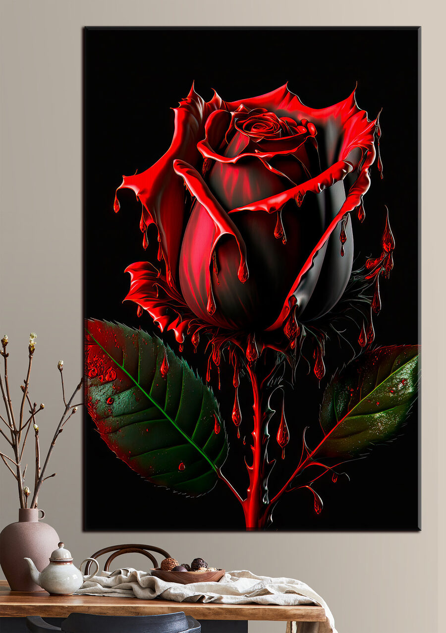 Rosa vermelha a escorrer — interior 1