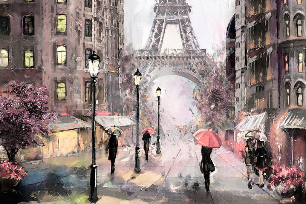 Guarda-chuvas junto à Eiffel — design completo