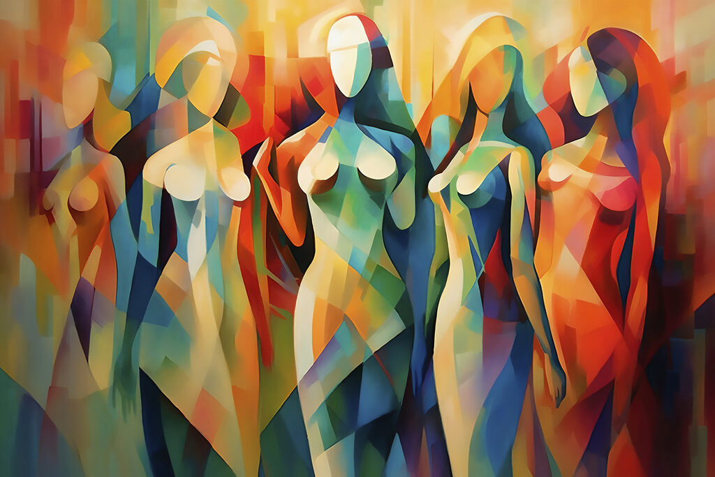 Mulheres em planos coloridos — design completo