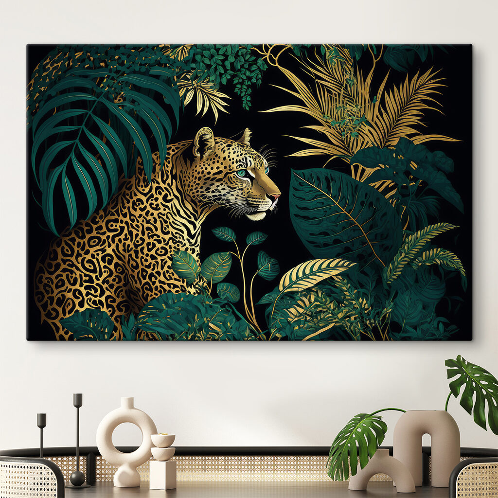 Leopardo entre folhas douradas — interior 3