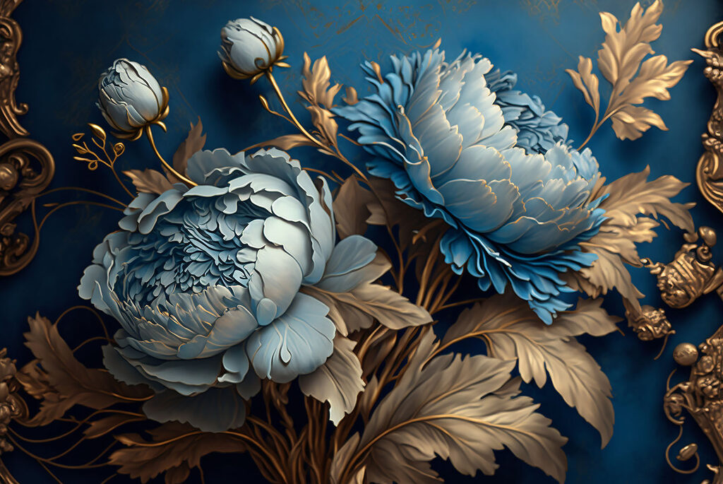 Flores grandes, orlas claras — design completo