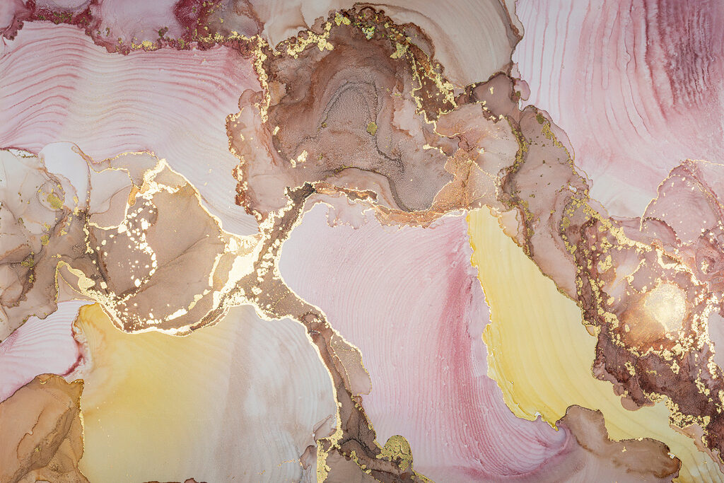 Veios rosa com dourado — design completo