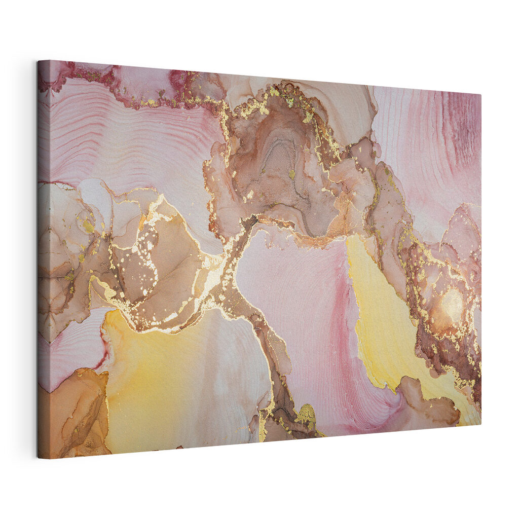 Veios rosa com dourado, tela esticada e borda contínua