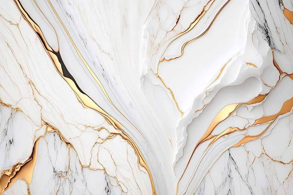 Veios dourados no branco — design completo