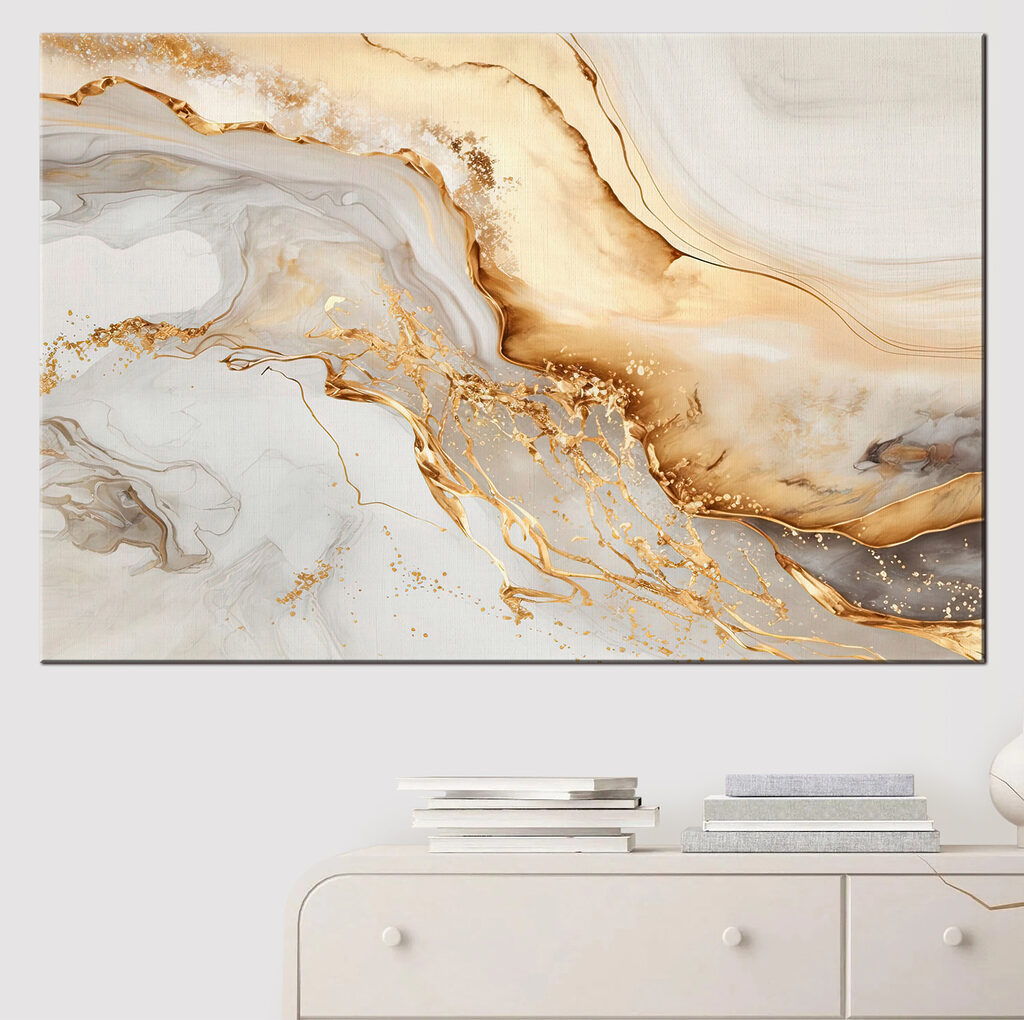 Ondas âmbar em creme num interior
