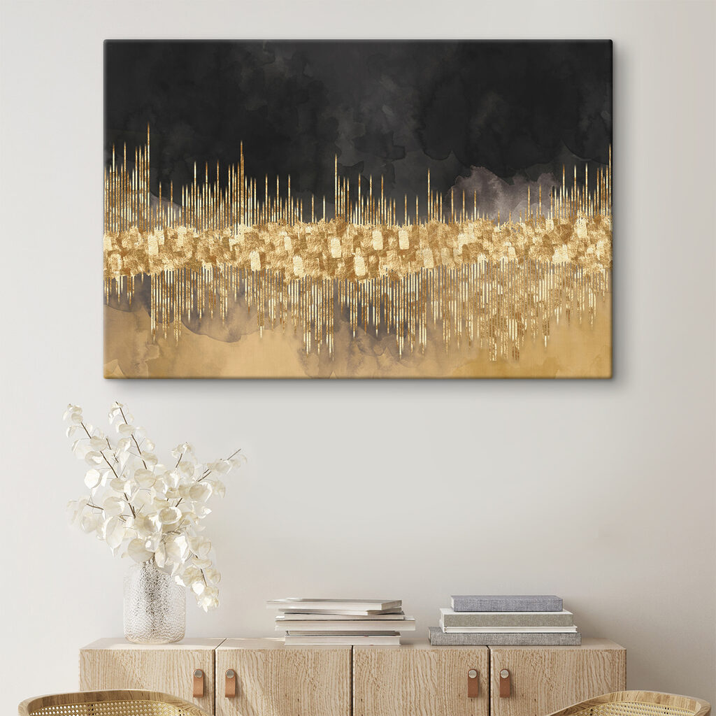 Linhas douradas sobre preto — interior 4