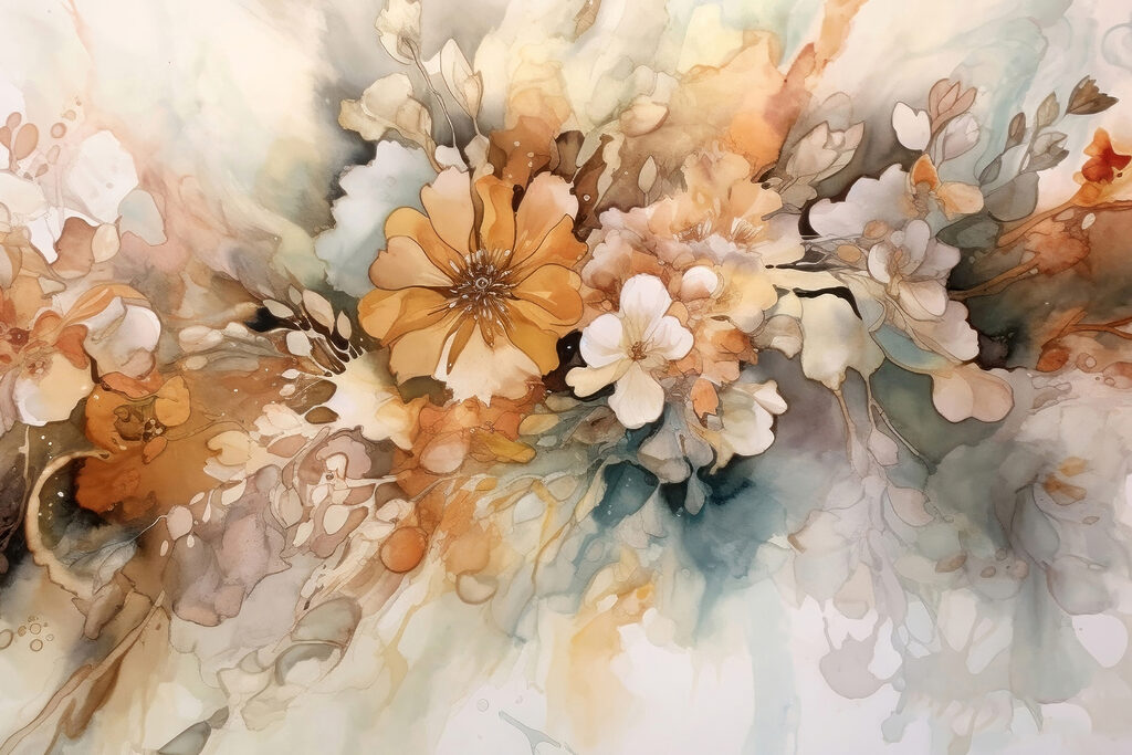 Flores em aguarela quente — design completo