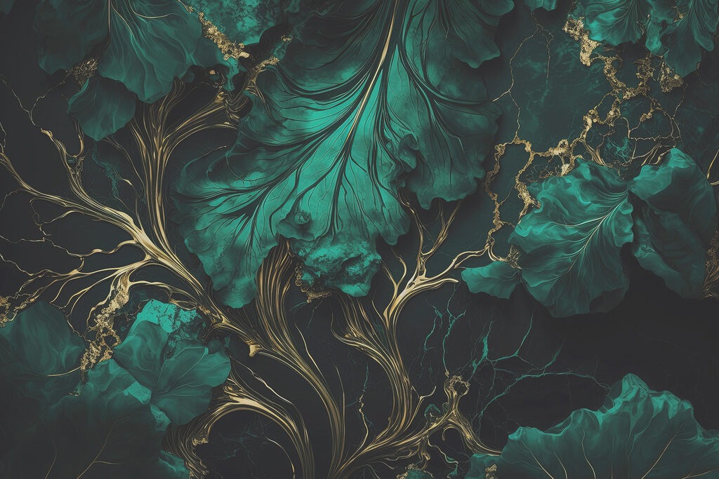 Nervuras verdes sobre preto — design completo
