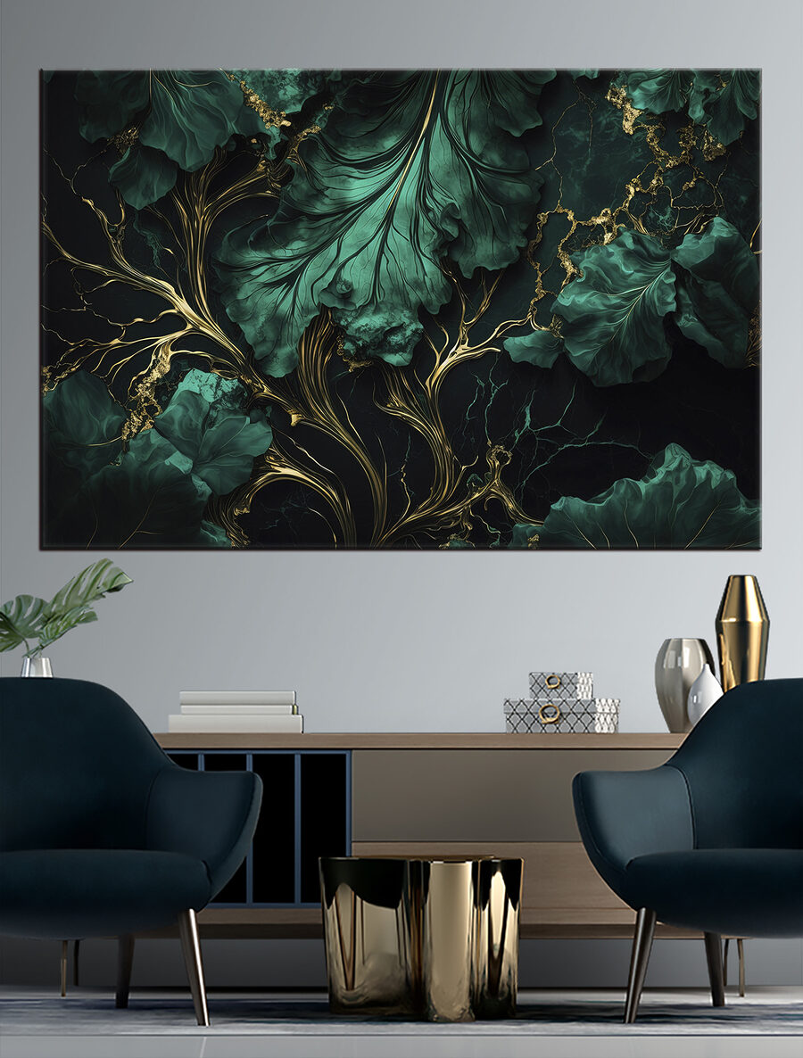 Nervuras verdes sobre preto — interior 1