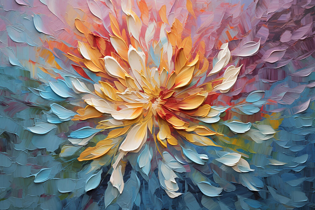 Flor em leque colorido — design completo