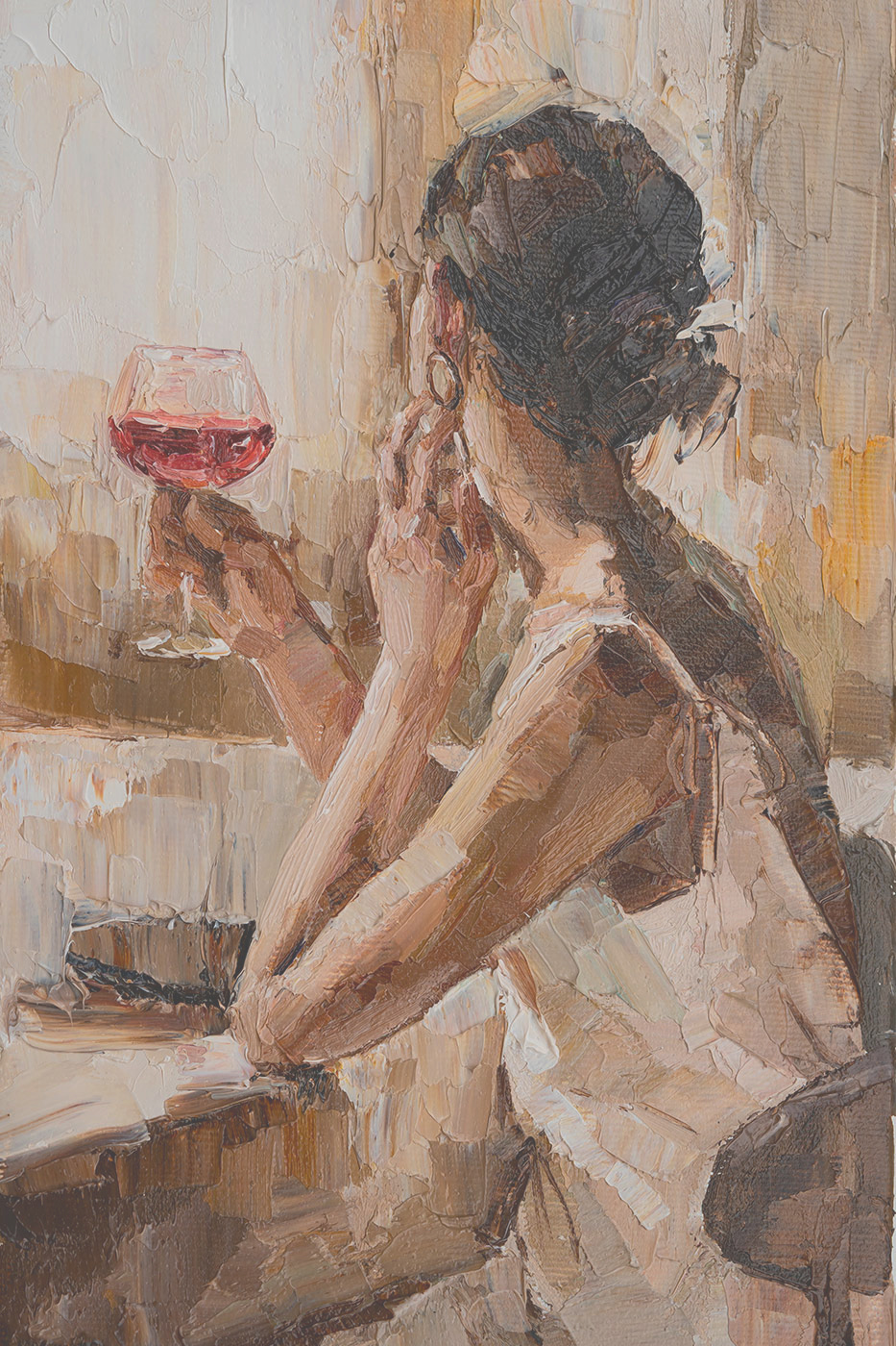 Mulher com vinho tinto — design completo