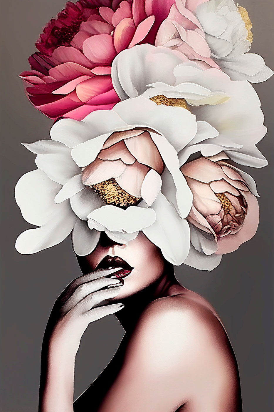 Rosto entre flores — design completo