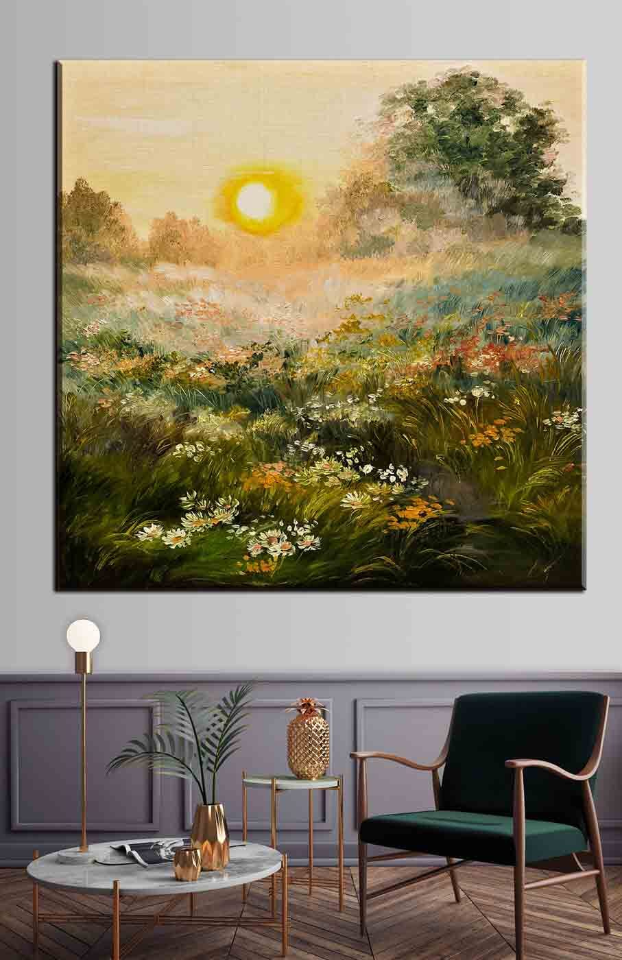 Entardecer sobre flores — interior 2