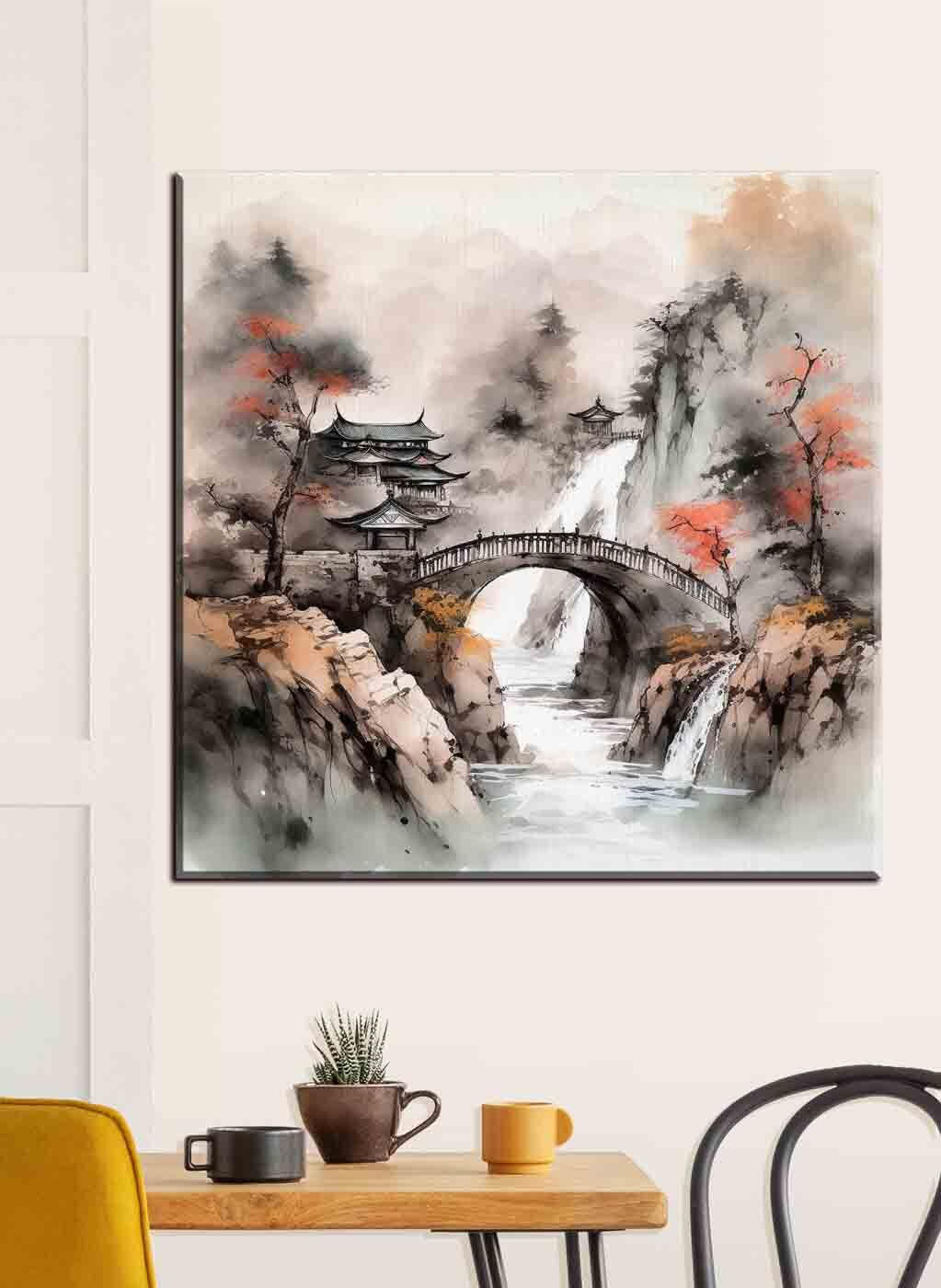 Ponte entre rochedos nevoentos — interior 3