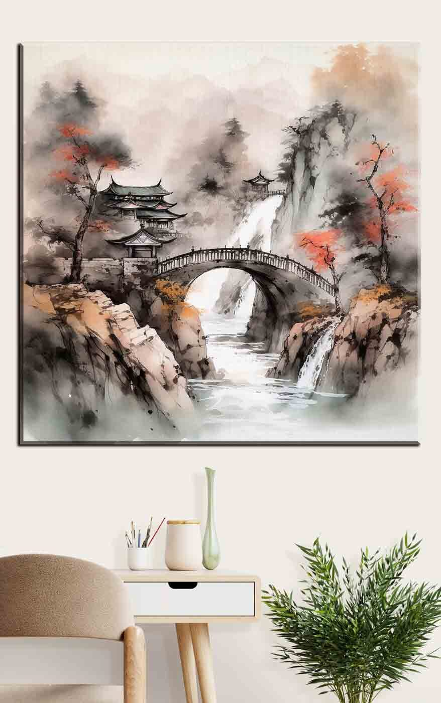 Ponte entre rochedos nevoentos — interior 1