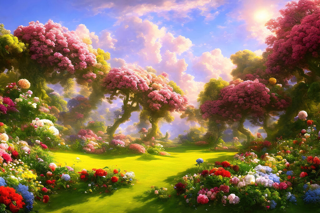 Prado aberto em flor — design completo