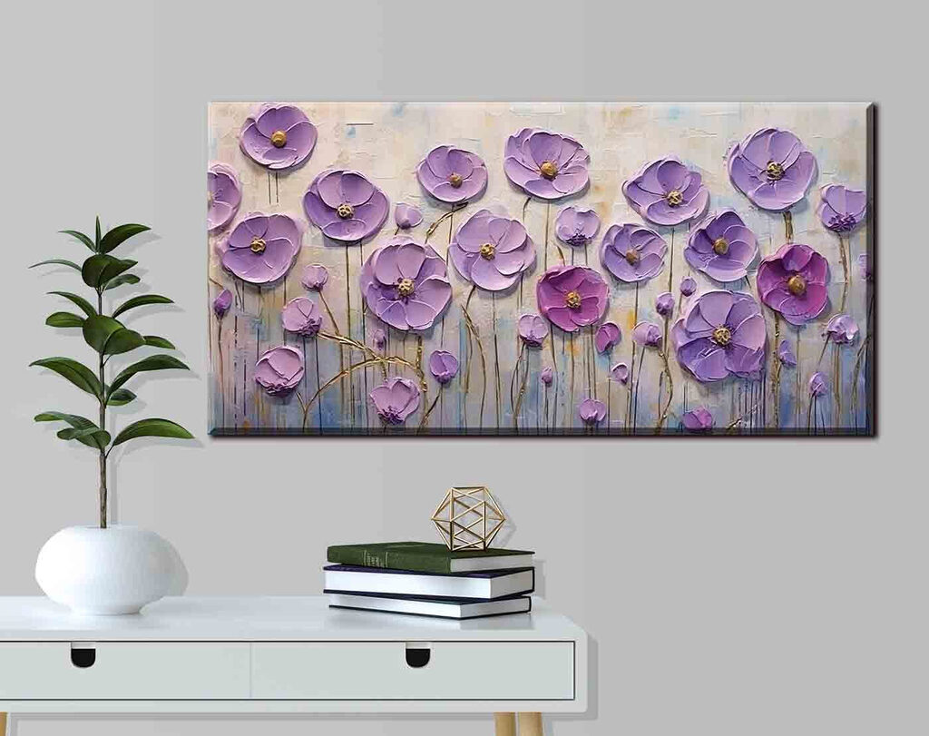 Flores roxas em hastes — interior 2