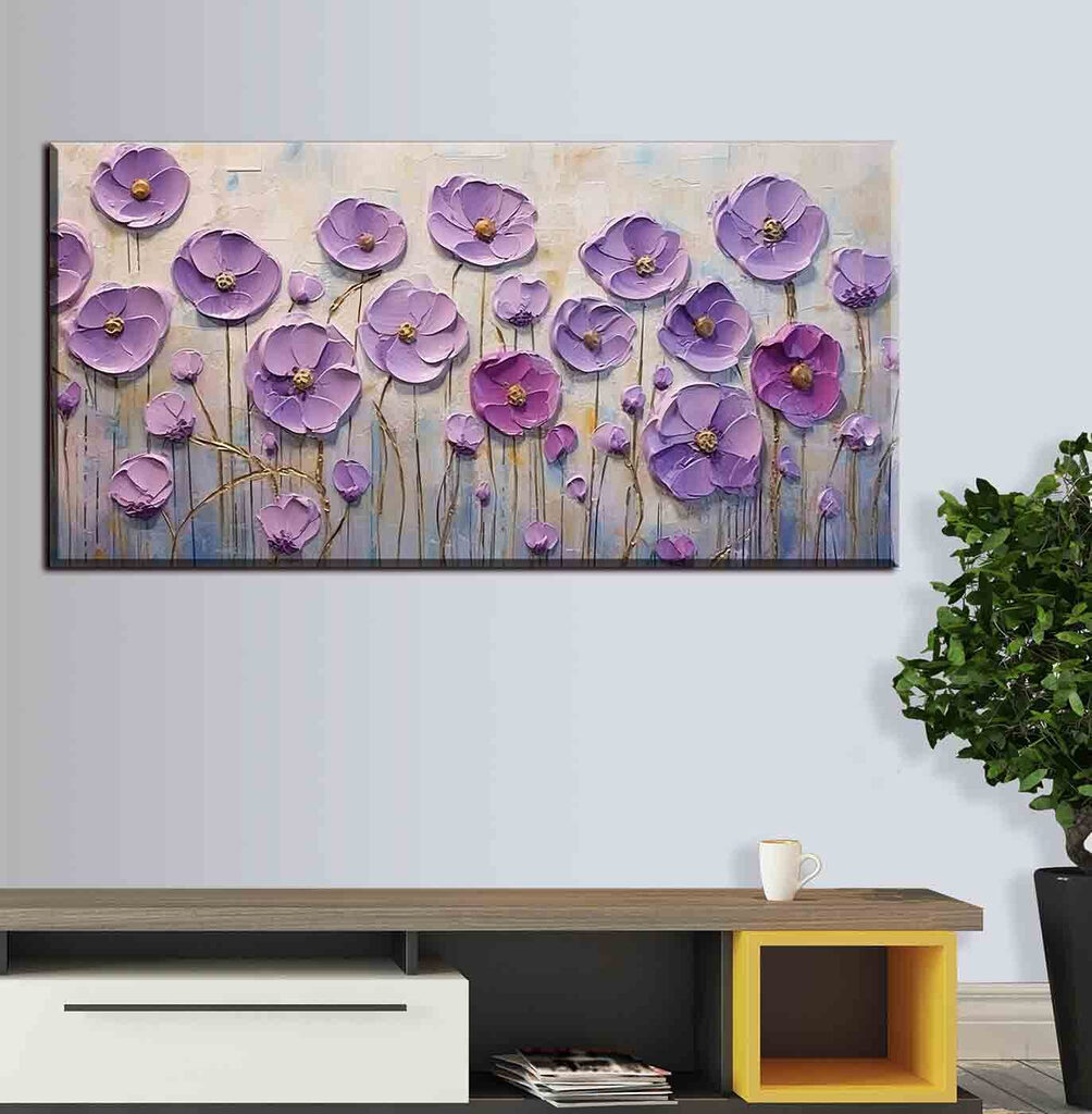 Flores roxas em hastes — interior 3