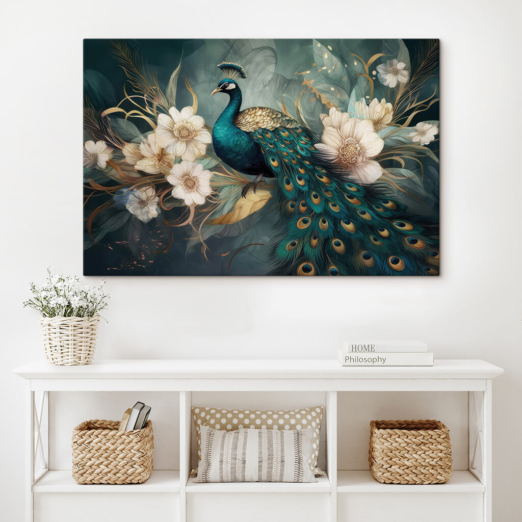 Pavão entre flores brancas — interior 3