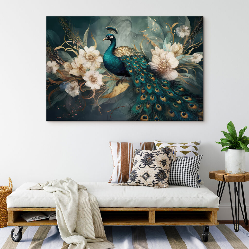 Pavão entre flores brancas — interior 5