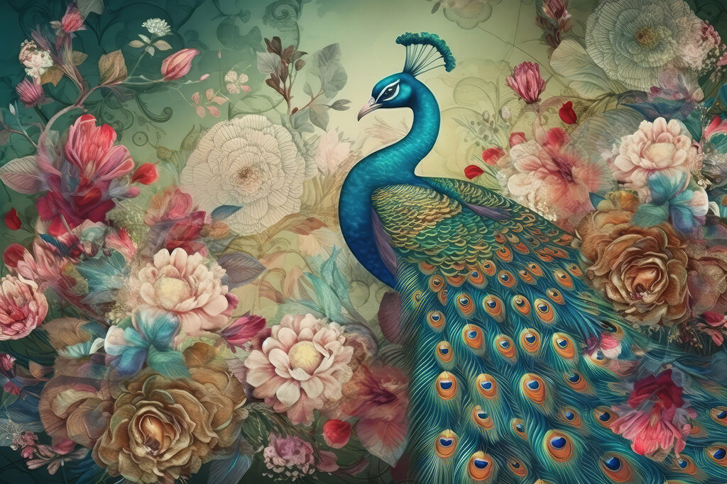 Pavão no roseiral — design completo