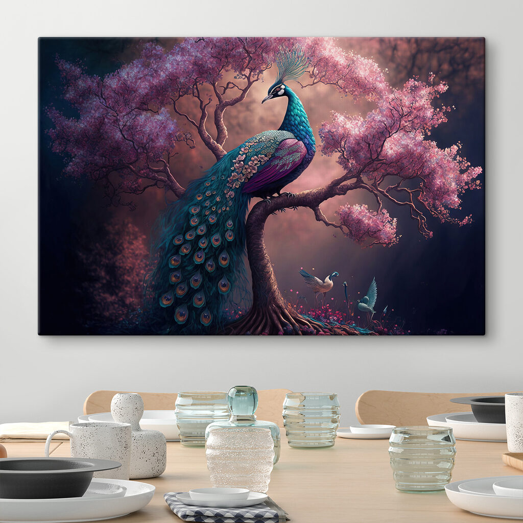 Pavão entre árvores cor-de-rosa — interior 4