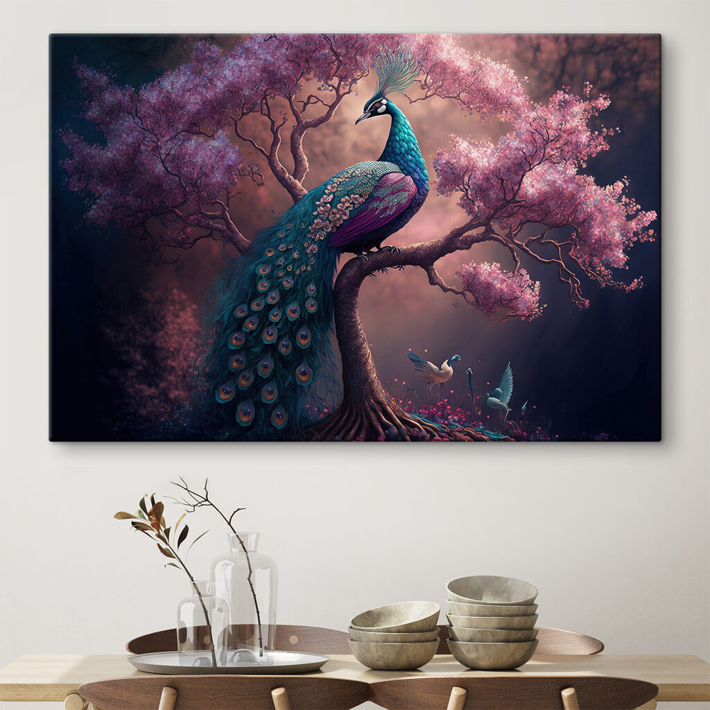 Pavão entre árvores cor-de-rosa — interior 5