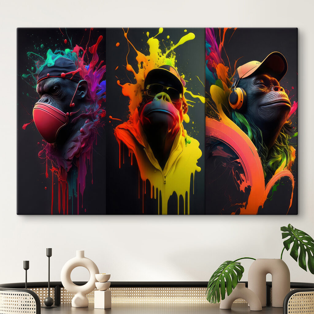 Macacos em cor salpicada — interior 4