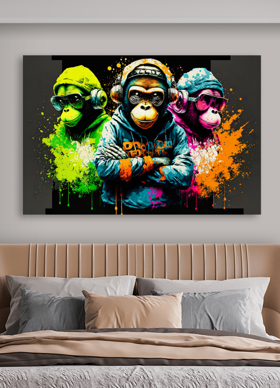 Três macacos com auscultadores — interior 2