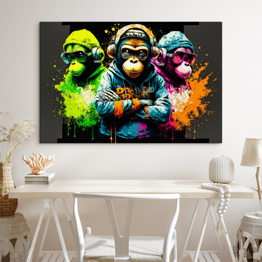 Três macacos com auscultadores — interior 3