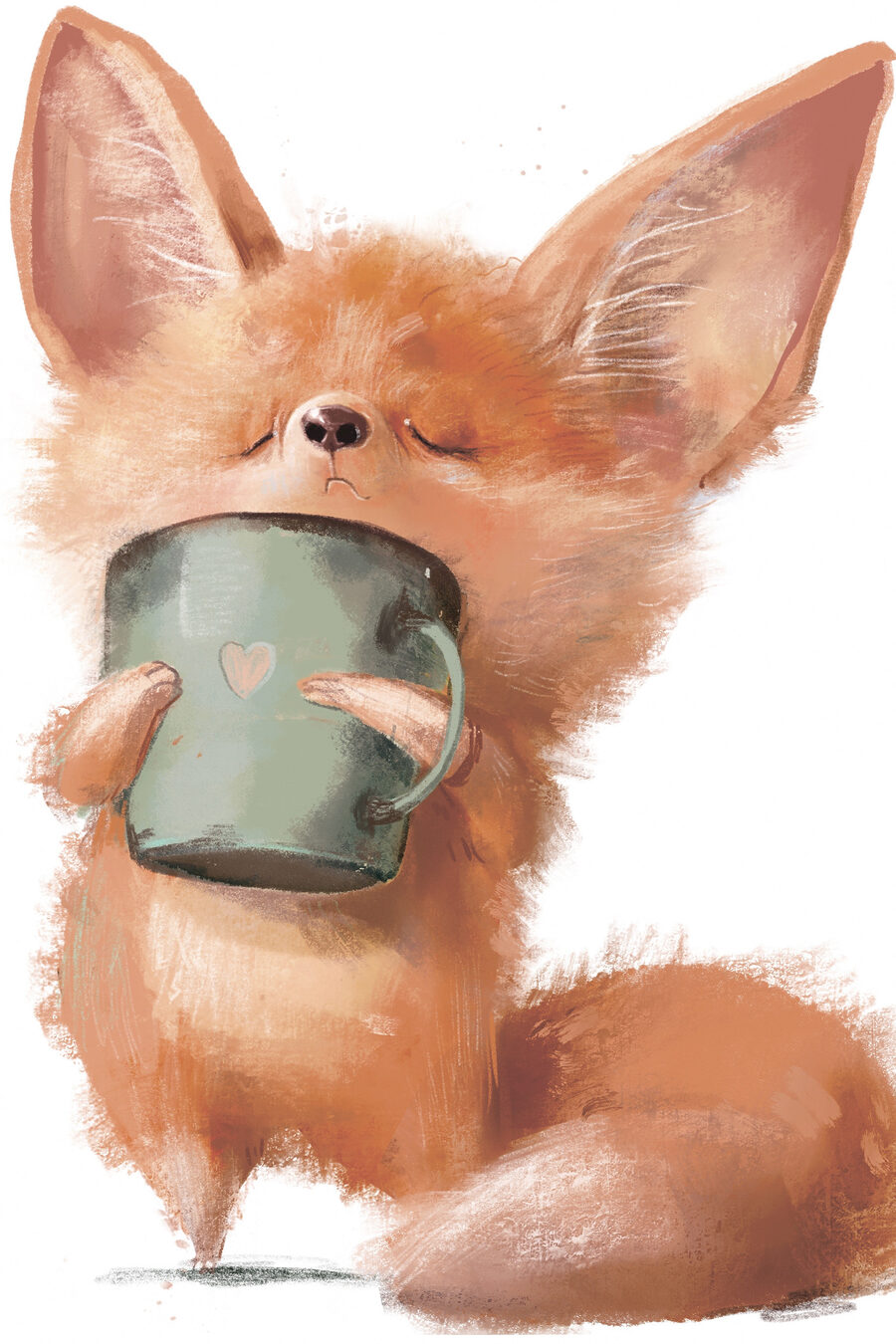 Raposa com uma caneca — design completo