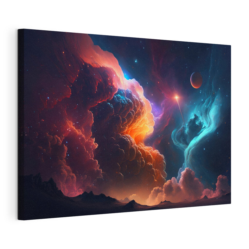 Nebulosas que se juntam, tela esticada e borda contínua