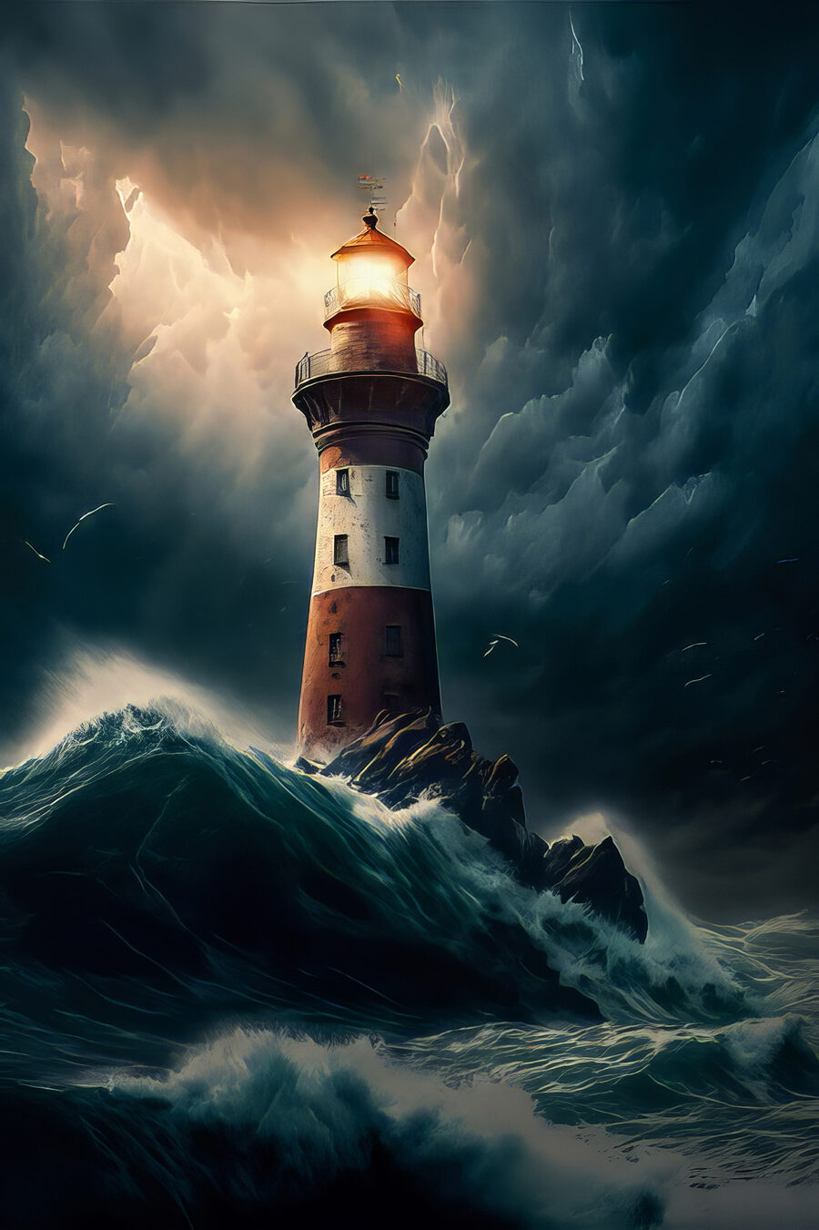 Luz sobre ondas altas — design completo