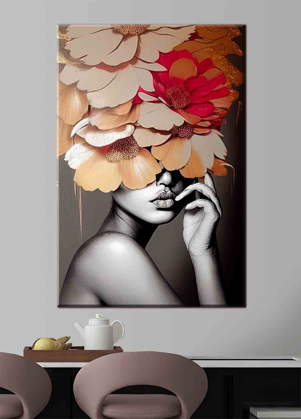 Rosto oculto sob flores — interior 3