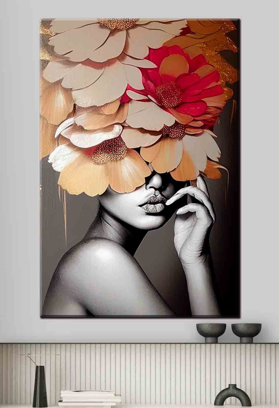 Rosto oculto sob flores — interior 1