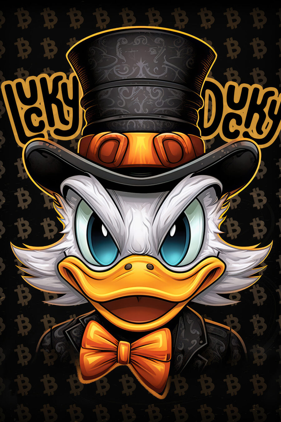 Pato com gravata laranja — design completo
