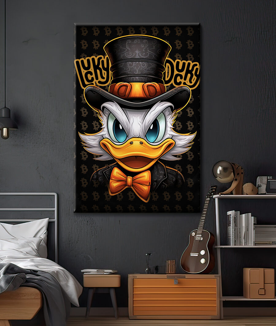 Pato com gravata laranja — interior 1