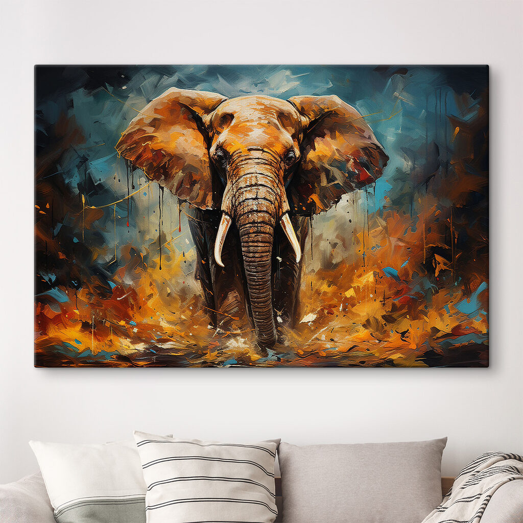 Elefante em tinta laranja — interior 3