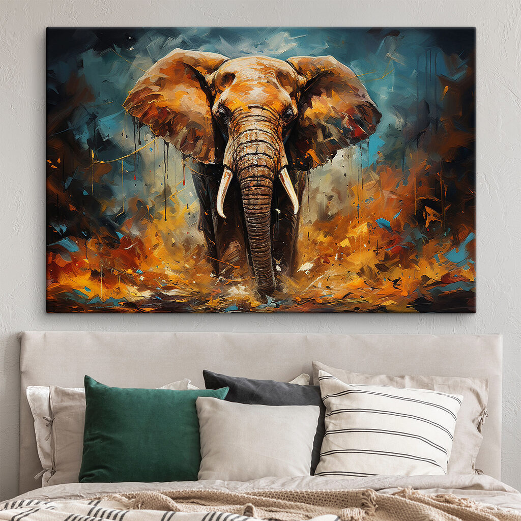 Elefante em tinta laranja — interior 4