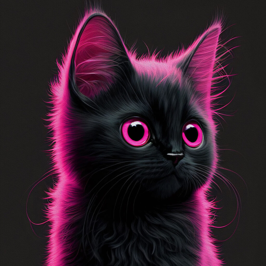 Gatinho em néon rosa — design completo