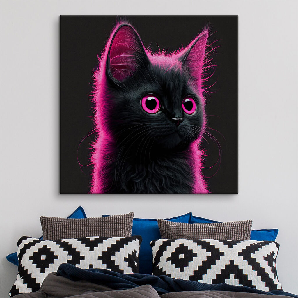 Gatinho em néon rosa — interior 1