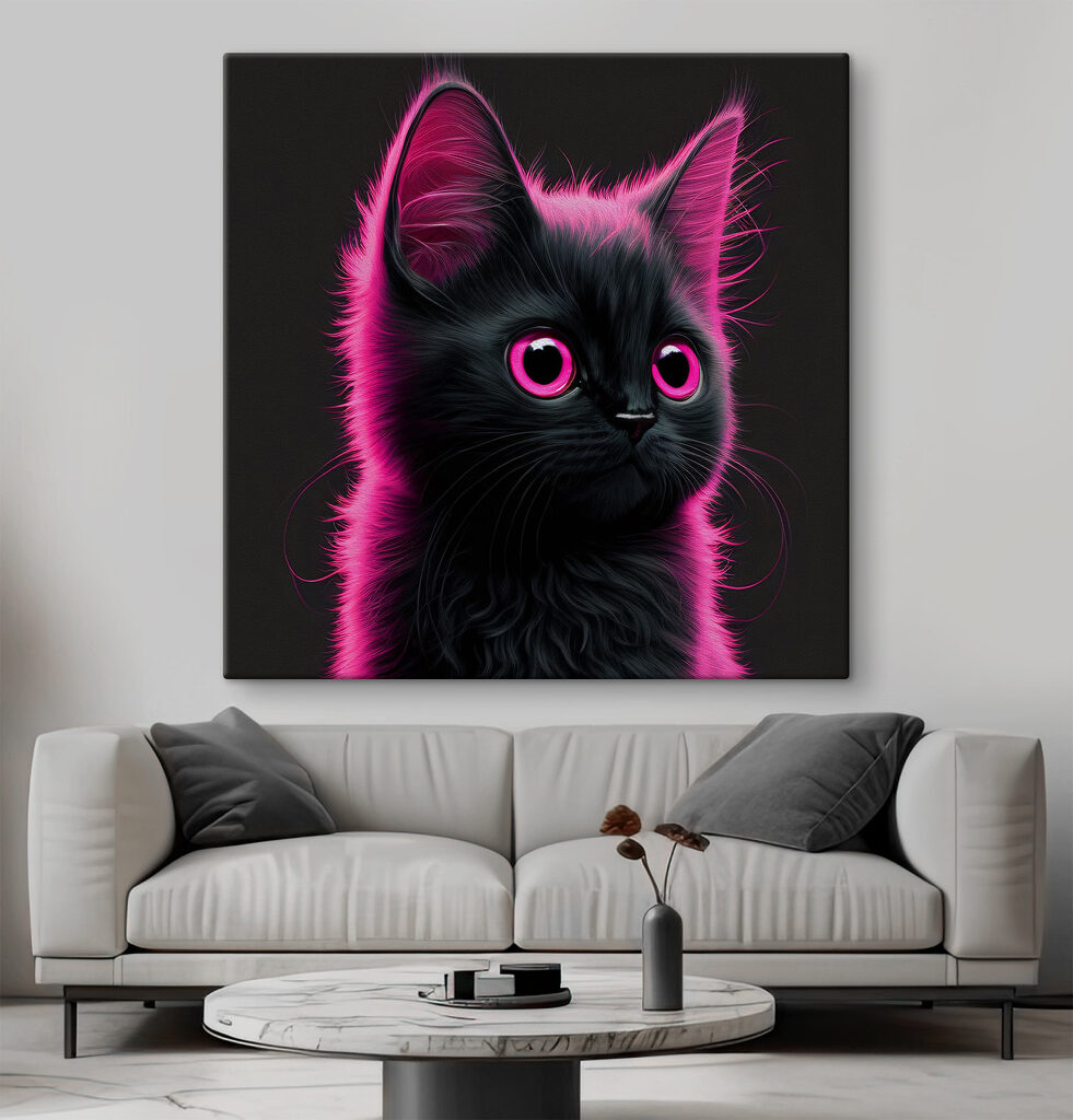 Gatinho em néon rosa — interior 5