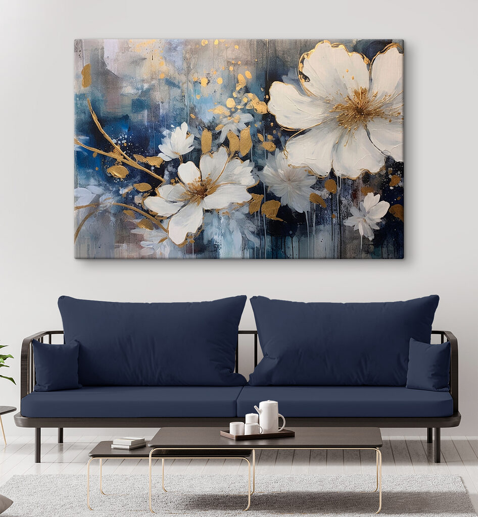 Flor branca em azul-noite — interior 2