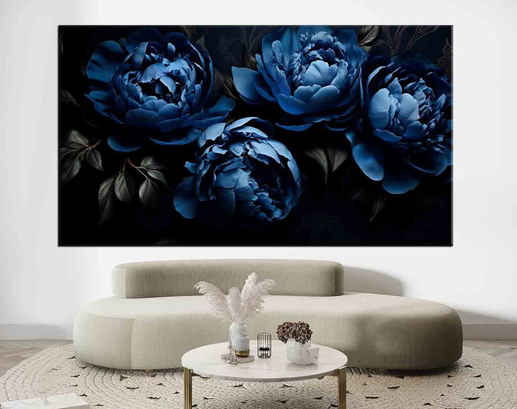 Peónias em azul-noite — interior 2
